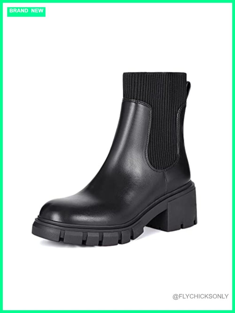 Chunky Platform Chelsea Ankle Boots PU Suede Block Heel Lug Sole